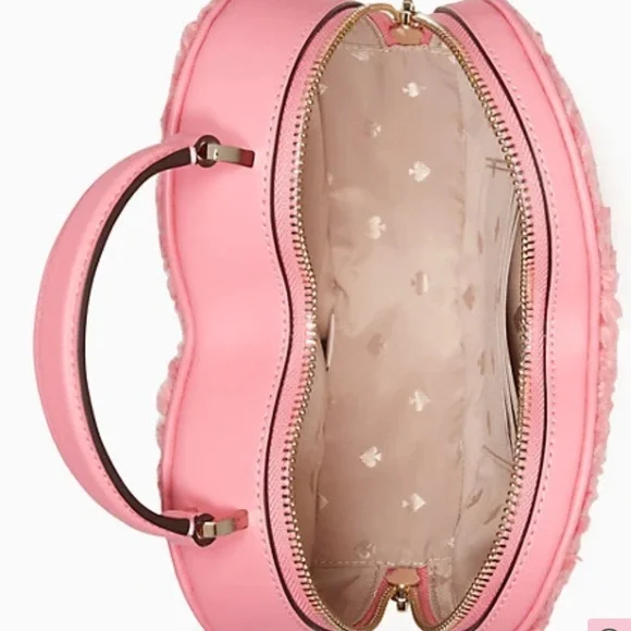 🆕 KATE SPADE | Love Shack Heart Crossbody Pink Pomegranate Faux Fur - Picture 12 of 16